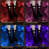 Streamy Witch Boots - Red, Pink, Blue, Purple